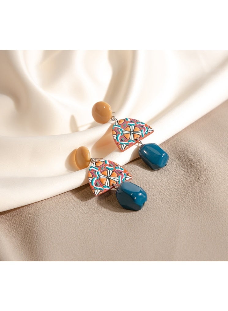 لاتين زوج واحد من الأقراط النسائية، أقراط طويلة من الأكريليك بتصميم هندسي غير منتظم على الطراز الباروكي، هدية مثالية للنساء والفتيات - Image 3